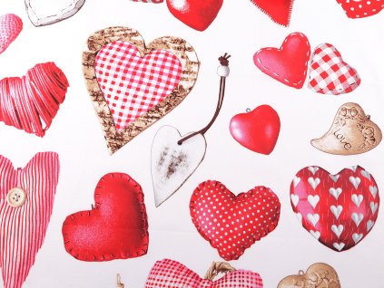 Bavlněná látka / plátno srdce (Balení 1 m, Varianta 22315-1 bílá)