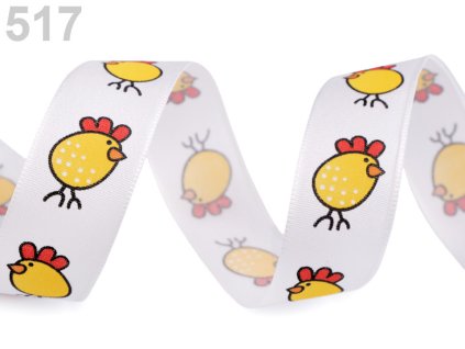 Taftová stuha šíře 25 mm kuřátko - žlutá (4,2m)