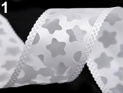 Dvojitá stuha hvězdy šíře 40 mm - bílá