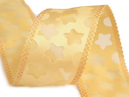 Dvojitá stuha hvězdy šíře 40 mm - žlutá (9,5m)