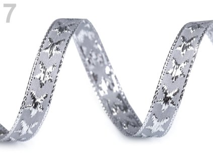 Stuha hvězda s lurexem 10 mm - stříbrná (19,4m)