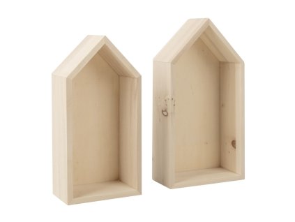 Dřevěné rámové domečky, 17x9x4cm+15x7,5x4cm (2ks)