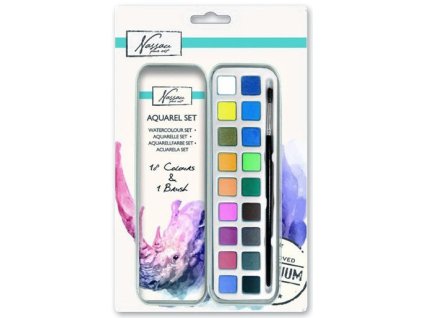 23745 akvarelovy set v plechove krabiccce 18 ks