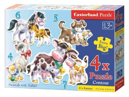 29642 1 puzzle castorland 4v1 4 5 6 7 dilku zviratka a jejich mladatka