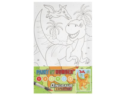 30438 malovani na platno dino s palmou 30x20 cm