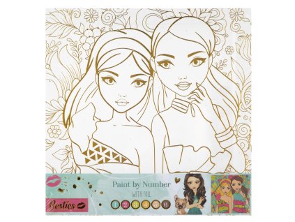 33414 malovani na platno se zlatou konturou dve divky