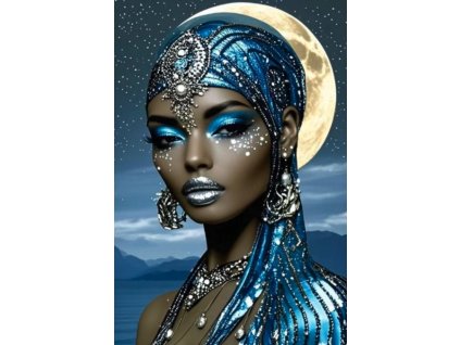 33825 5 diamantovy obrazek zena a mesic 5d 30 x 40 cm
