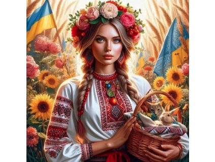 33855 5 diamantovy obrazek ukrajinska zena s kosikem 30 x 40 cm