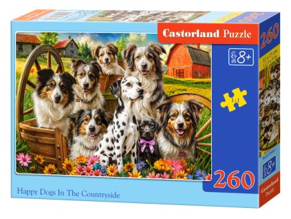 34023 puzzle castorland 260 dilku stastni psi happy dogs in the countryside