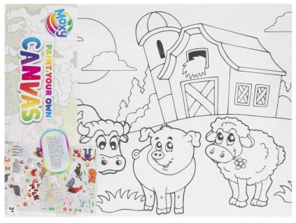 34125 2 malovani na platno barvy samolepky a stetec farma 20 x 15 cm