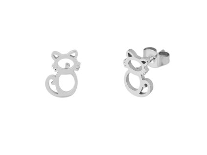 Náušnice z nerezové oceli kočka (Balení 1 pár, Varianta 1 stříbrná)