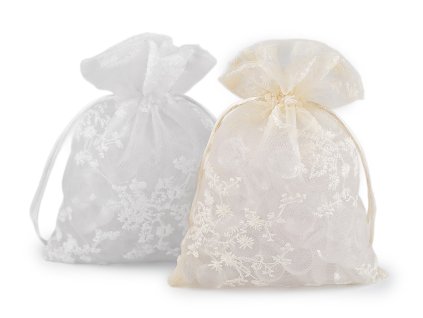 Dárkový pytlík vyšívaný 13x18 cm (Balení 10 ks, Varianta 1 bílá)