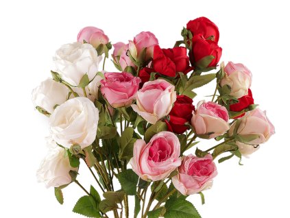 Umělá kytice růže (Balení 1 ks, Varianta 1 krémová nejsvět.)