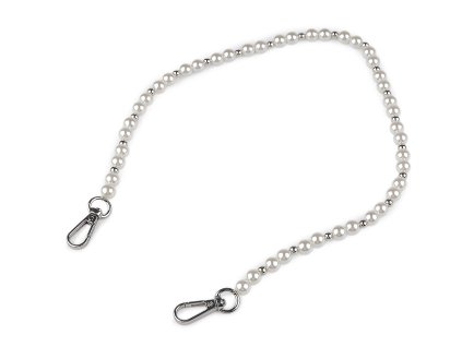Perlový řetízek / ucho na kabelky a telefony délka 60 cm (Balení 1 ks, Varianta 1 perlová nikl)