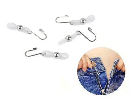 Speciální háček proti rozjíždění kalhotových zipů (Balení 4 ks, Varianta nikl)