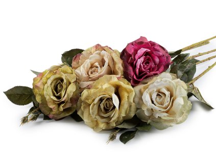 Umělá růže (Balení 1 ks, Varianta 1 krémová světlá)