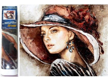 26277 diamantovy obrazek dama v klobouku 30x40cm