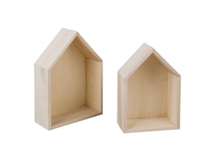 Dřevěné rámové domečky, 14x10x4cm+12,5x8,5x4cm (2ks)
