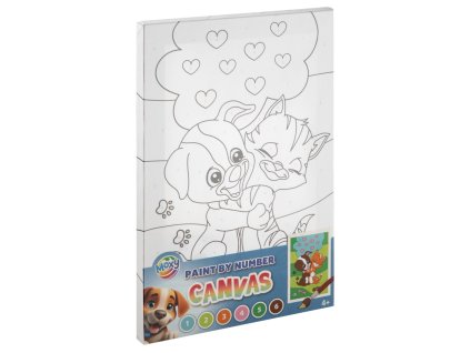 31152 1 malovani na platno barvy a stetec pes a kocka 30x20 cm