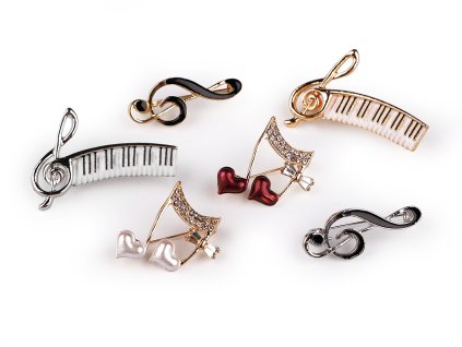 Brož hudební (Balení 1 ks, Varianta 1 stříbrná klaviatura)