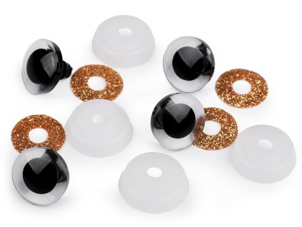 Oči glitrové s pojistkou Ø20 mm (Balení 4 sada, Varianta 1 stříbrná)