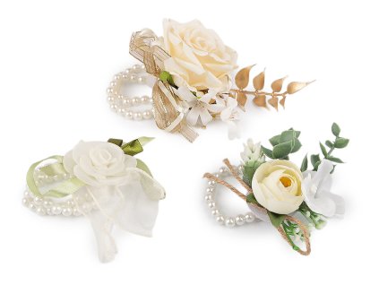 Perlový náramek svatební pro družičky s květy (Balení 1 ks, Varianta 3 krémová nejsvět.)