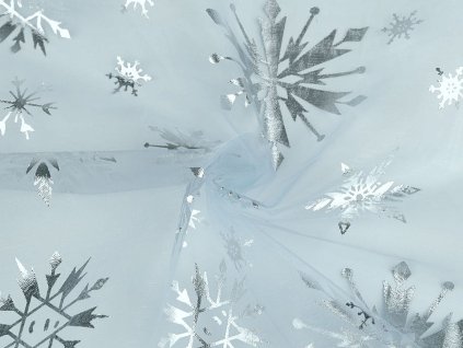 Organza s vločkami (Balení 1 m, Varianta 1 modrá ledová)