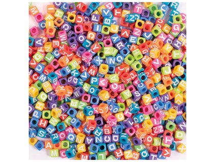 23607 1 barevne plastove koralky abeceda 7 x 7 mm 300 pcs