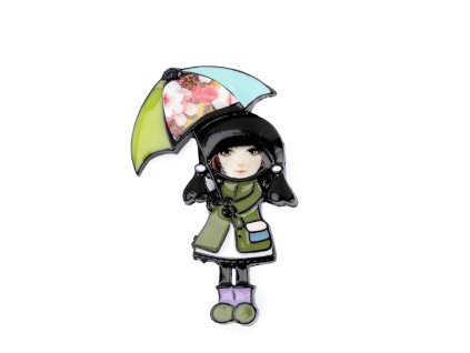 Brož holčička s deštníkem (Balení 1 ks, Varianta 1 mint)