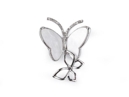 Brož s broušenými kamínky motýli (Balení 1 ks, Varianta 1 stříbrná)
