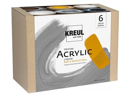 Sada akrylových barev Kreul Triton 6x750ml – Neutral Colors (Barva Neutral Colors)