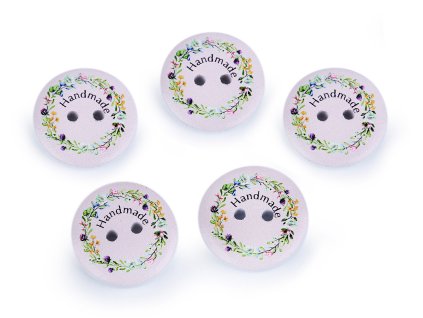 Dřevěný dekorační knoflík Handmade (Balení 50 ks, Varianta 1 bílá)