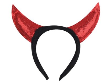 Čertovské rohy na čelence třpytivé, červené (Varianta (9241 ))