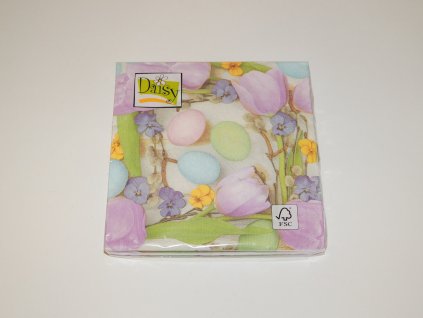 Ubrousky Daisy Flowers Frame with Pastel Eggs
