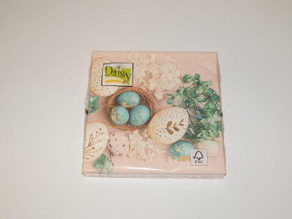 Ubrousky Daisy L White and blue eggs with hydrangea