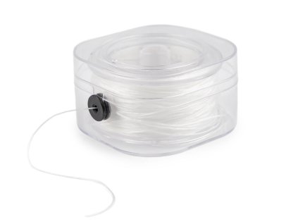Pruženka / gumička plochá šíře 0,8 mm krabička s odvíjením (Balení 1 ks, Varianta transparent)
