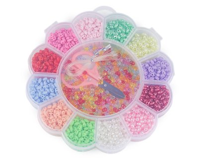 Sada plastových dvoudírkových korálků v boxu s nářadím (Balení 1 krab., Varianta mix)