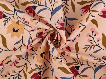 Bavlněná látka / plátno květy (Balení 1 m, Varianta 3 lososová světlá)