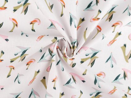 Bavlněná látka / plátno ptáček (Balení 1 m, Varianta 3 krémová nejsvět.)