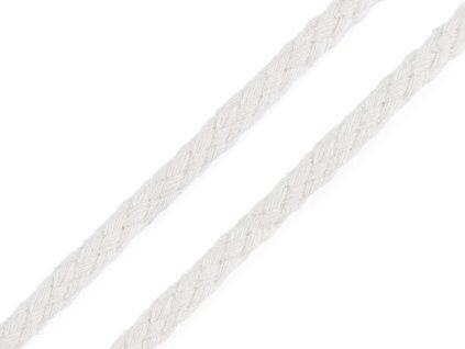 Bavlněná šňůra O5 mm splétaná - bílá