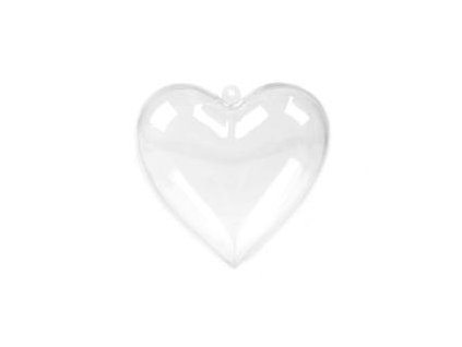 Plastové srdce dvoudílné; 47x80x80 mm - transparentní