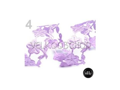 Saténový prýmek Květ, š.28mm (1m) - sv.fialová