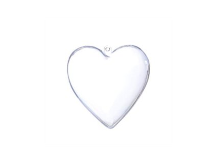 Plastové srdce průhledné dvoudílné, 8 cm