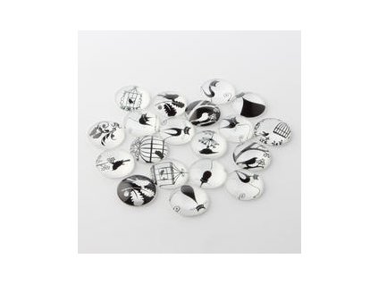 Kabošon sklo 25x7mm (5ks) - retro mix