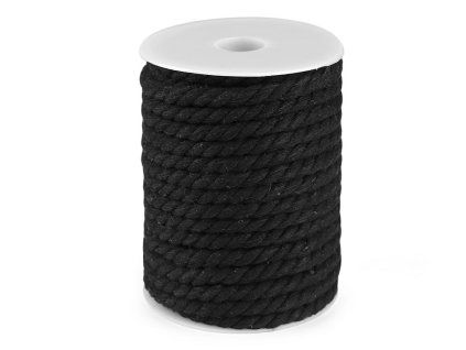 Bavlněná šňůra kroucená O8mm (5m) - černá
