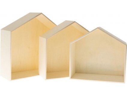 Dřevěné krabice - domek (3ks)