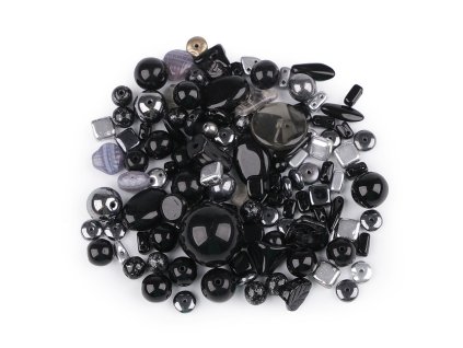 Skleněné korálky ramš mačkanice 2. jakost (Balení 50 g, Varianta 2 černá)