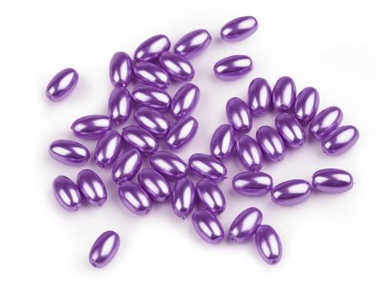 Plastové voskové korálky / perly Glance oliva 6x10 mm (Balení 10 g, Varianta F2 bílá)