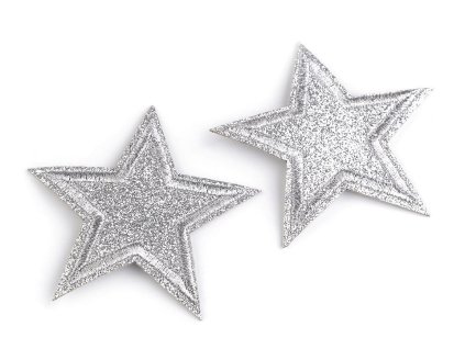 Nažehlovačka hvězda s glitry (Balení 2 ks, Varianta 1 stříbrná)