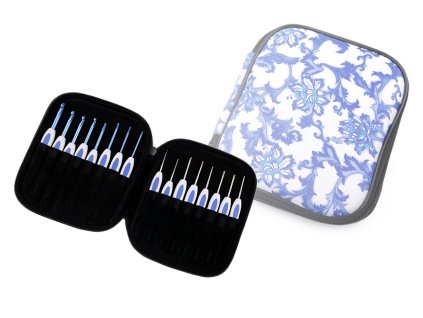 Sada háčků na háčkování v pouzdře (Balení 1 sada, Varianta modrá)